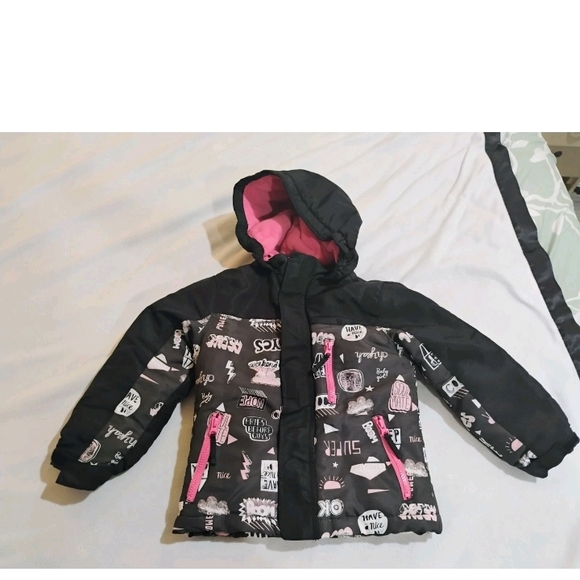 Roebuck And Co Other - Trendy Kids Puffer Jacket - Black with Pink Accents